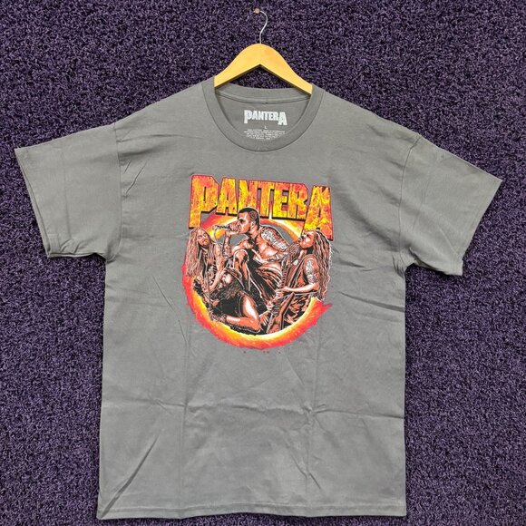 Pantera Flaming Animated Members Heavy Metal Band T-Shirt L - Picture 1 of 4